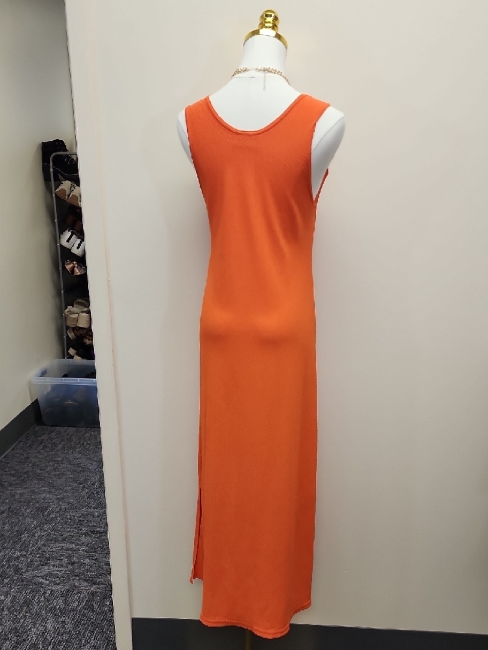 Fashion Code Orange Sleeveless Maxi Dress Tank Style Size Small - Picture 4 of 9